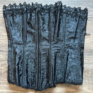 Fredericks of Hollywood Elegant Black Lace Jacquard Bridal Corset 36 Large